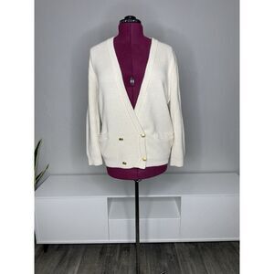 RODIER Cardigan‎ Women's Large Wool Blend Gold Button Sweater Made In Tunisia